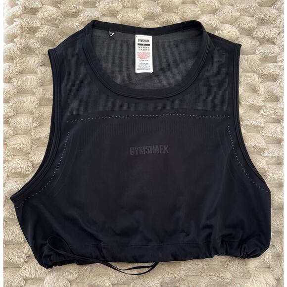 Gymshark Breeze Vented Mesh Seamless Drawcord Crop Sleeveless Tank Shirt Size M - Picture 1 of 6